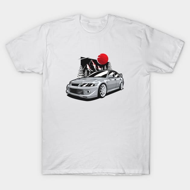 Silver EVO VI Tommi Makinen Rally Car T-Shirt by KaroCars